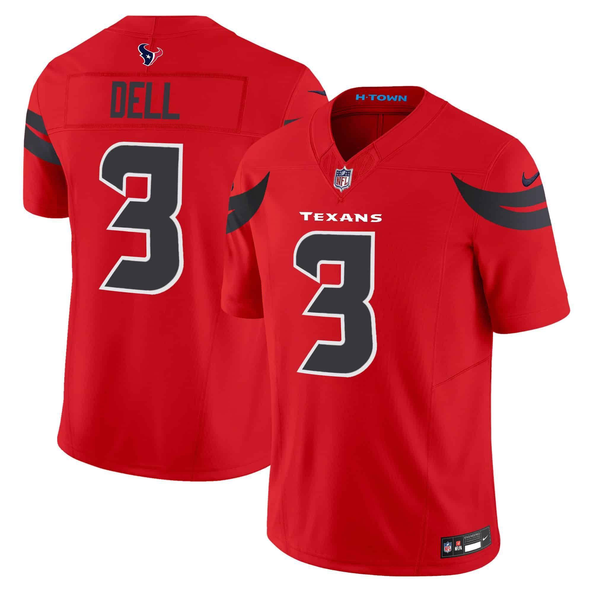 Men Houston Texans 3 Dell Red 2024 Nike Vapor Limited NFL Jersey